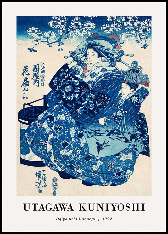Eleganz von Ogiya Uchi Hanaogi Utagawa Kuniyoshi Poster - Posterbox.no