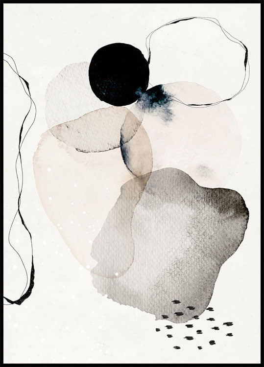 Poster mit abstrakten Aquarellkreisen und Flecken - Posterbox.no