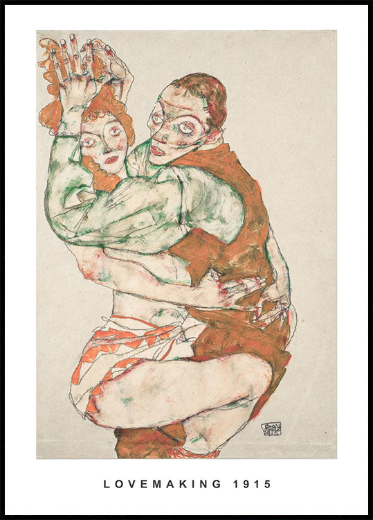 Von Egon Schiele inspiriertes abstraktes Kunstposter - Posterbox.no