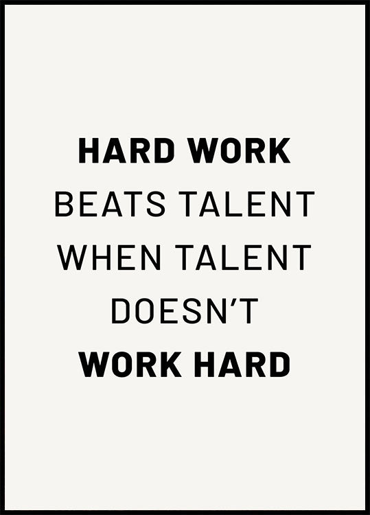 Harte Arbeit schlägt Talent Poster - Posterbox.no