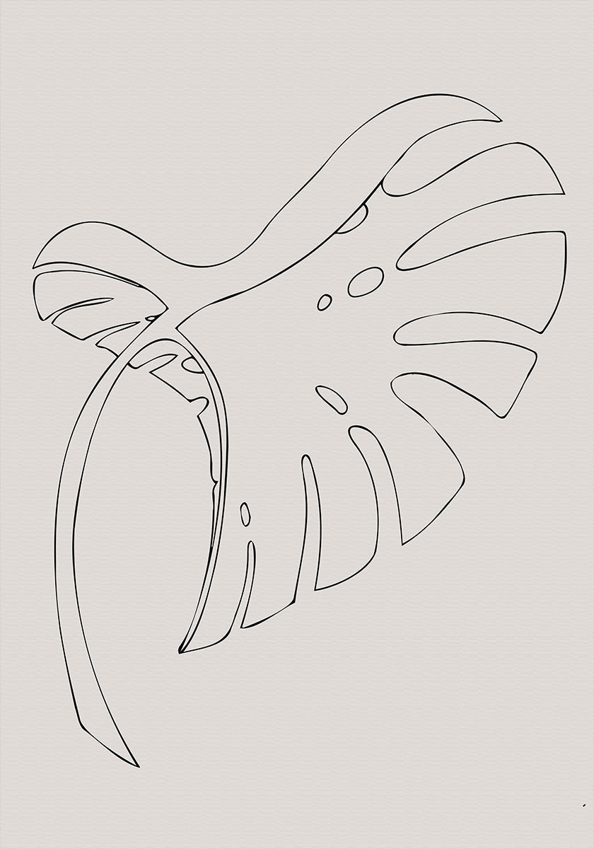 Monstera Bent Beige Plakat - Posterbox