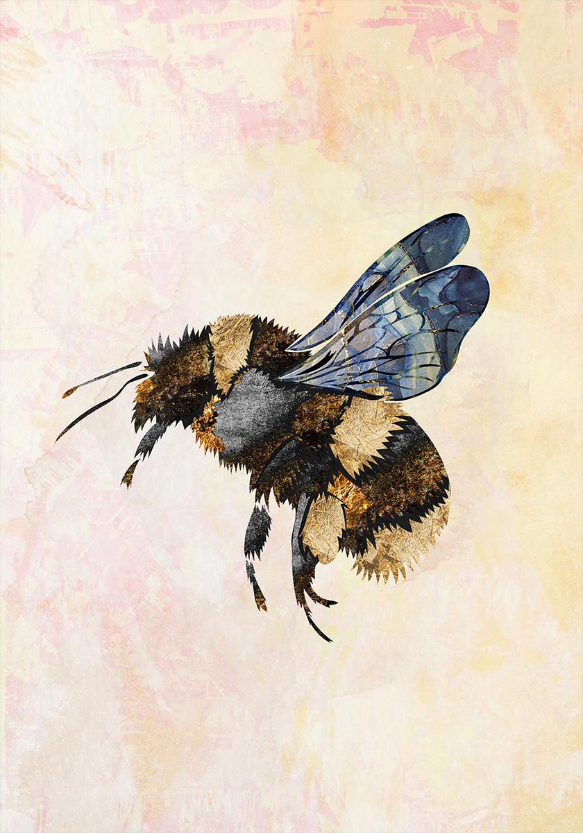 Grunge Watercolour Bee Plakat - Posterbox