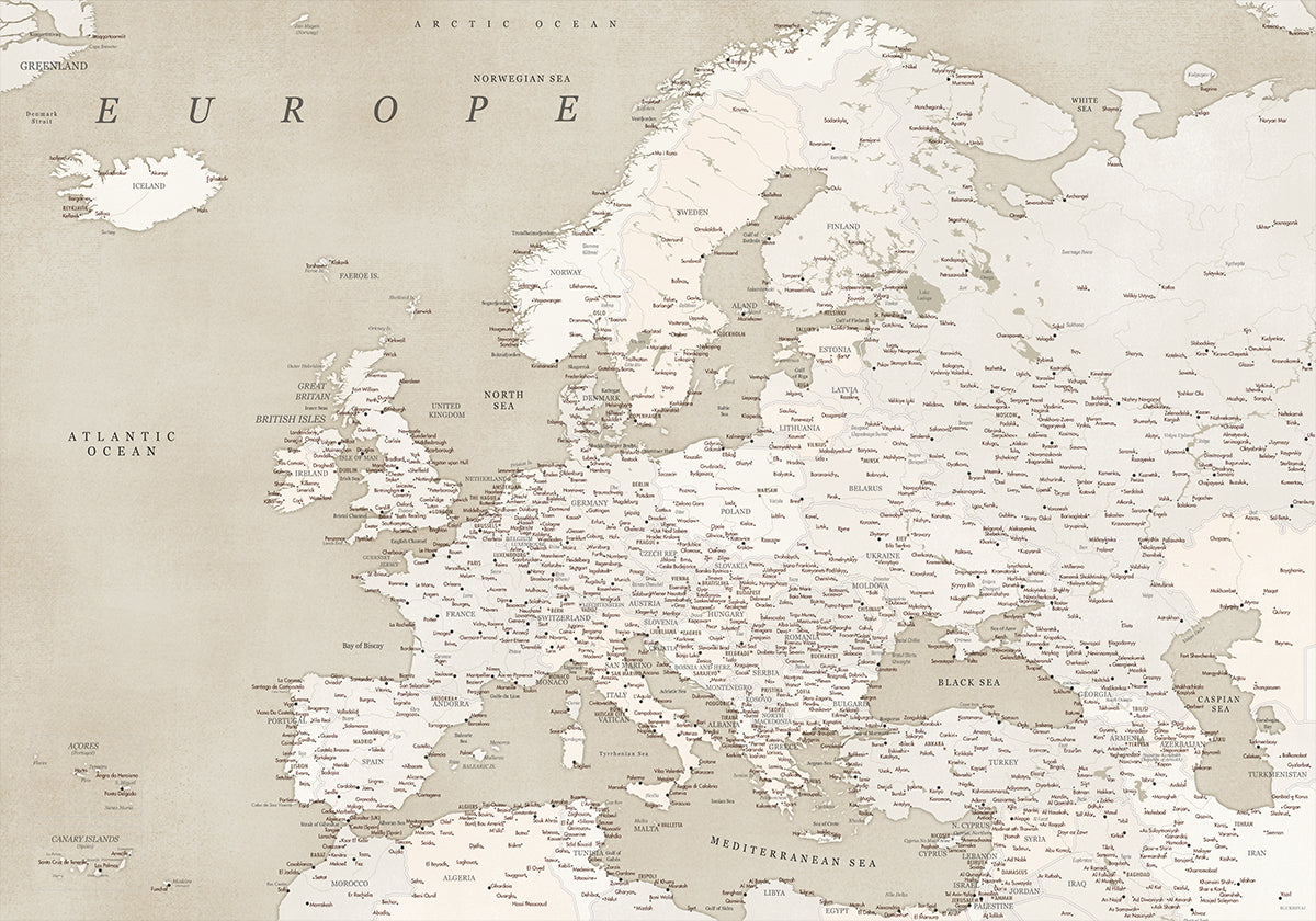 Vintage looking detailed map of Europe Plakat - Posterbox