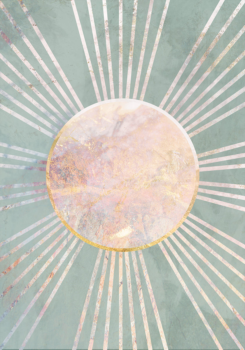 Sage Green Boho Sun Rays Plakat - Posterbox