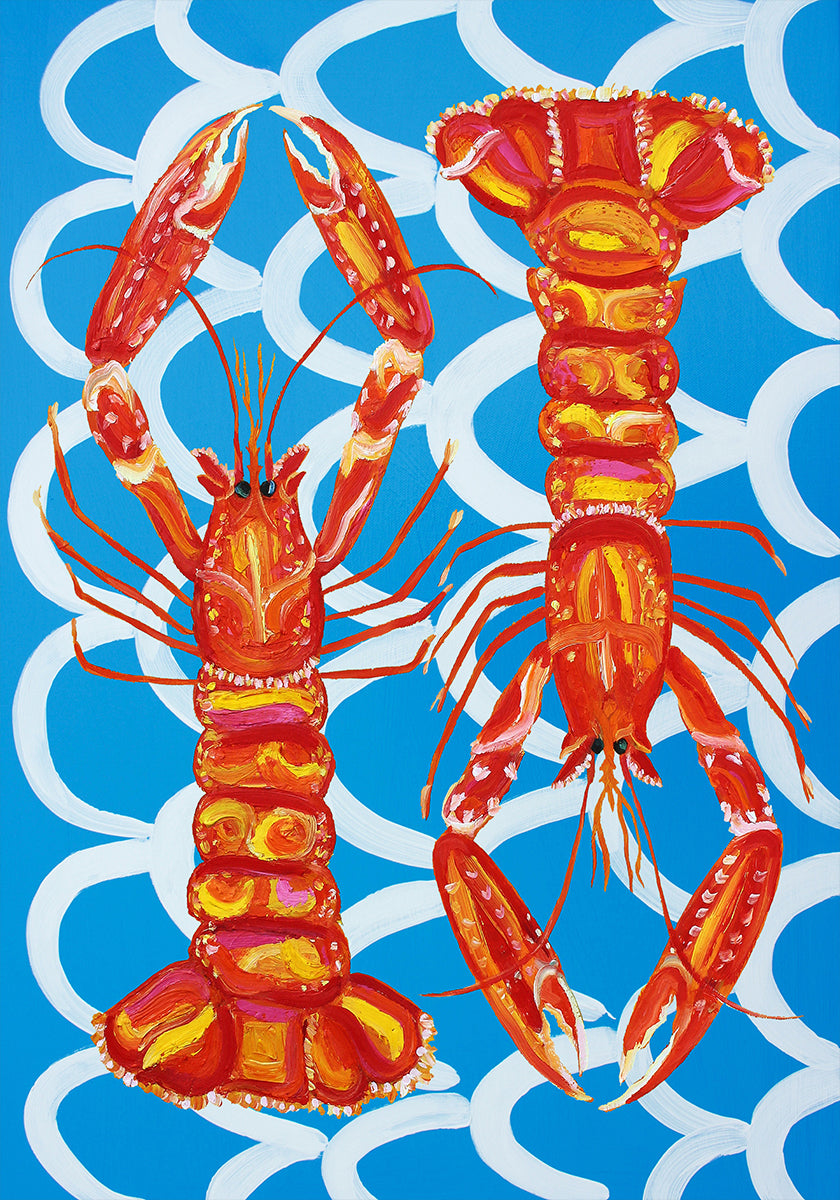 Langoustines On Blue Plakat - Posterbox