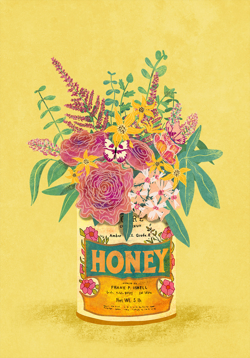 Flowers In a vintage Honey Can - Posterbox