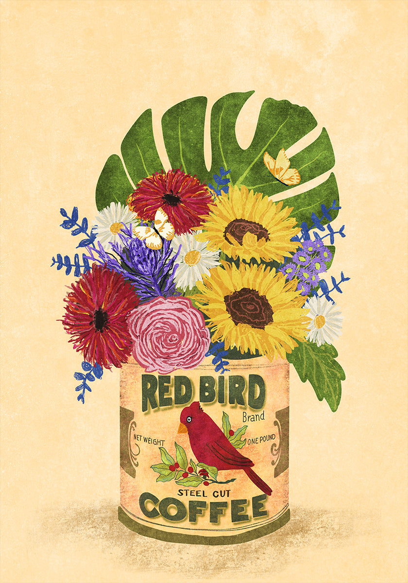 Flowers In a Vintage Coffee Can Plakat - Posterbox