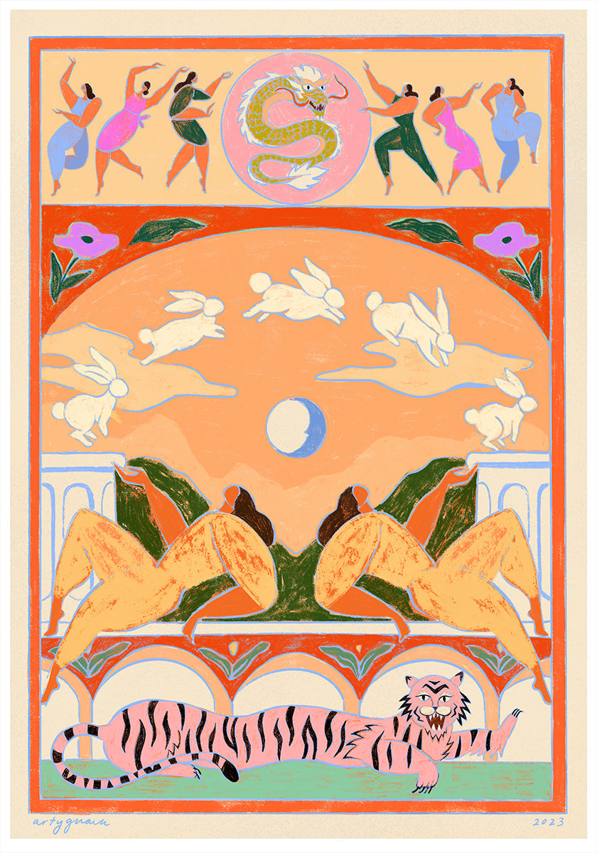 Rabbit Jumps Over the Moon Plakat - Posterbox