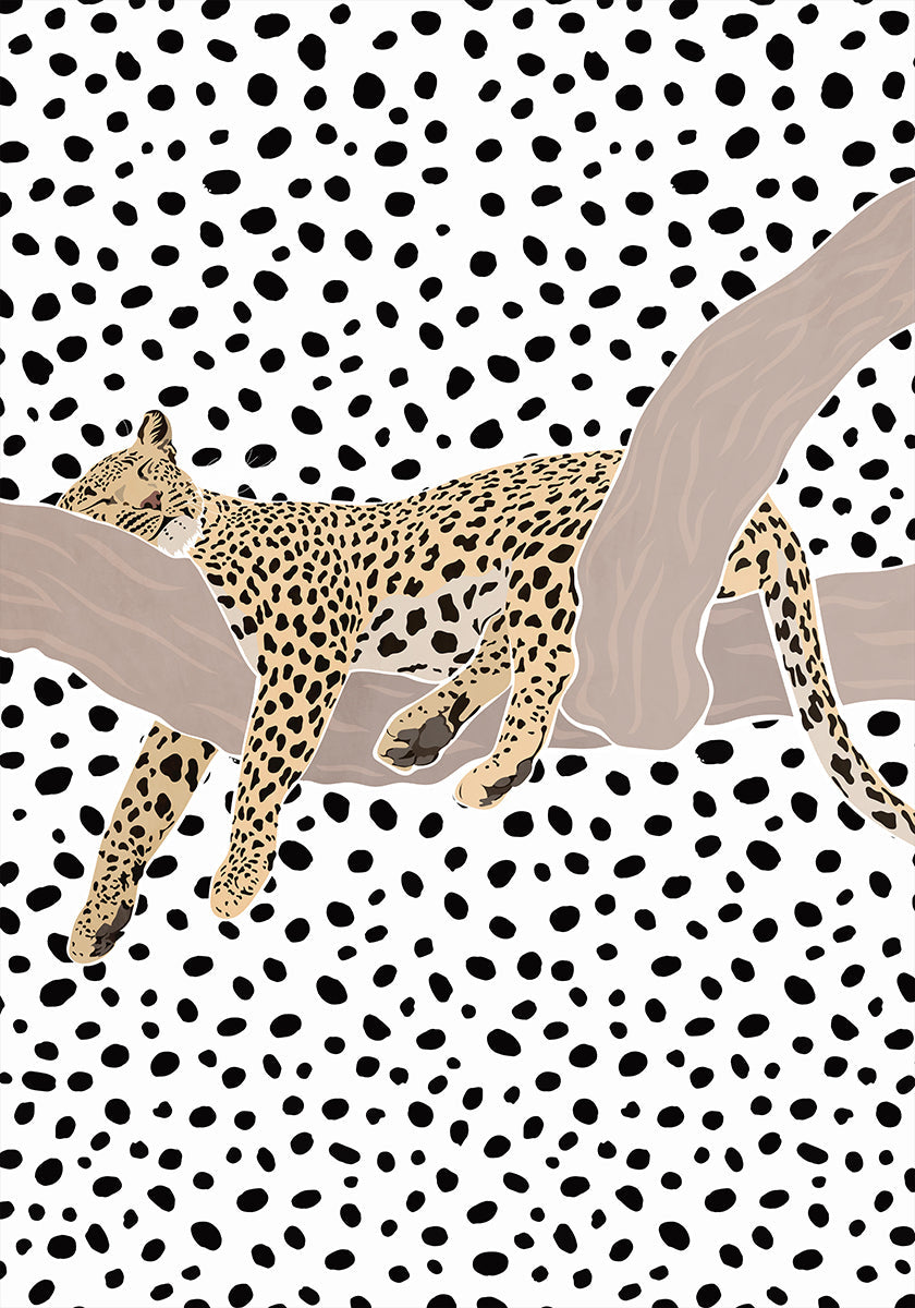 Leopard Sleeping Polkadots Plakat - Posterbox