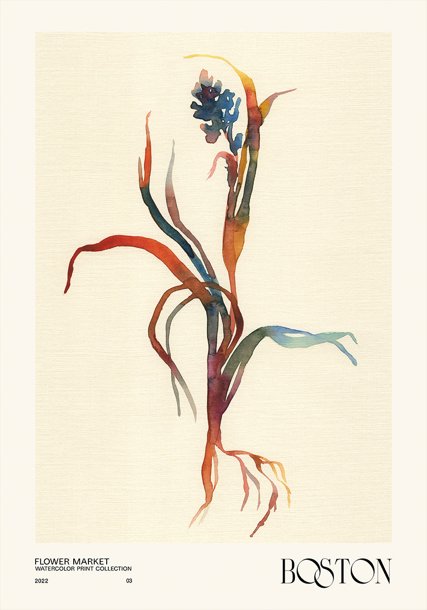 Watercolor print collection. Flower market - Boston - Posterbox