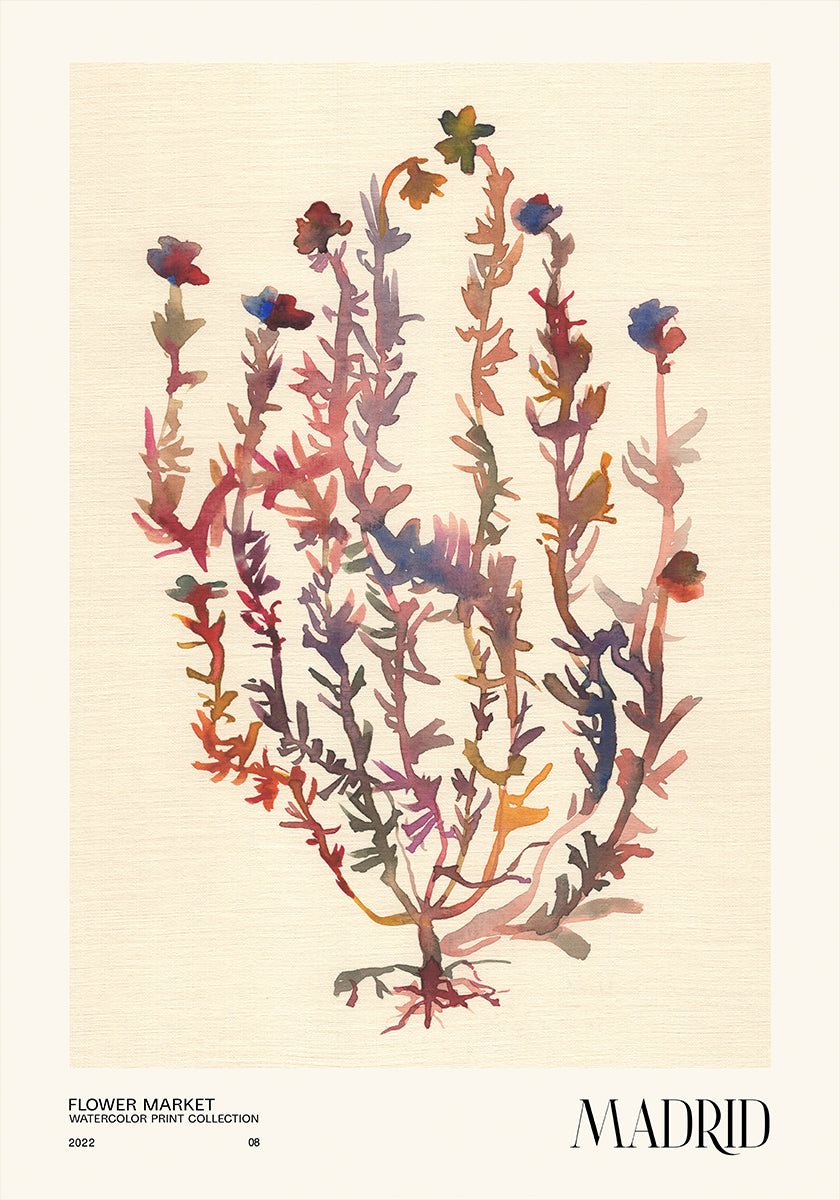 Watercolor print collection. Flower market - Madrid - Posterbox