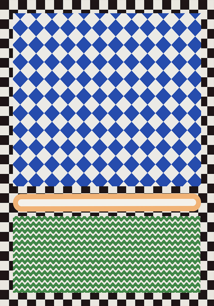 Geometric Pattern With Blue And White Diamonds Plakat - Posterbox