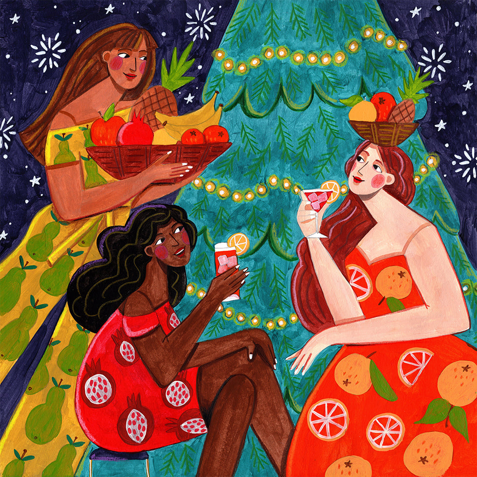 Festive Christmas fruit women Poster - Posterbox