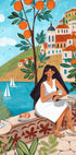 Travel poster woman in Mediterranean coast - Posterbox