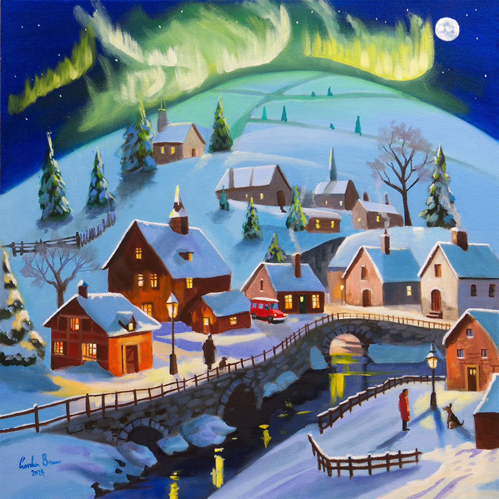 Winter Wonderland Village Under the Northern Lights Plakat - Posterbox
