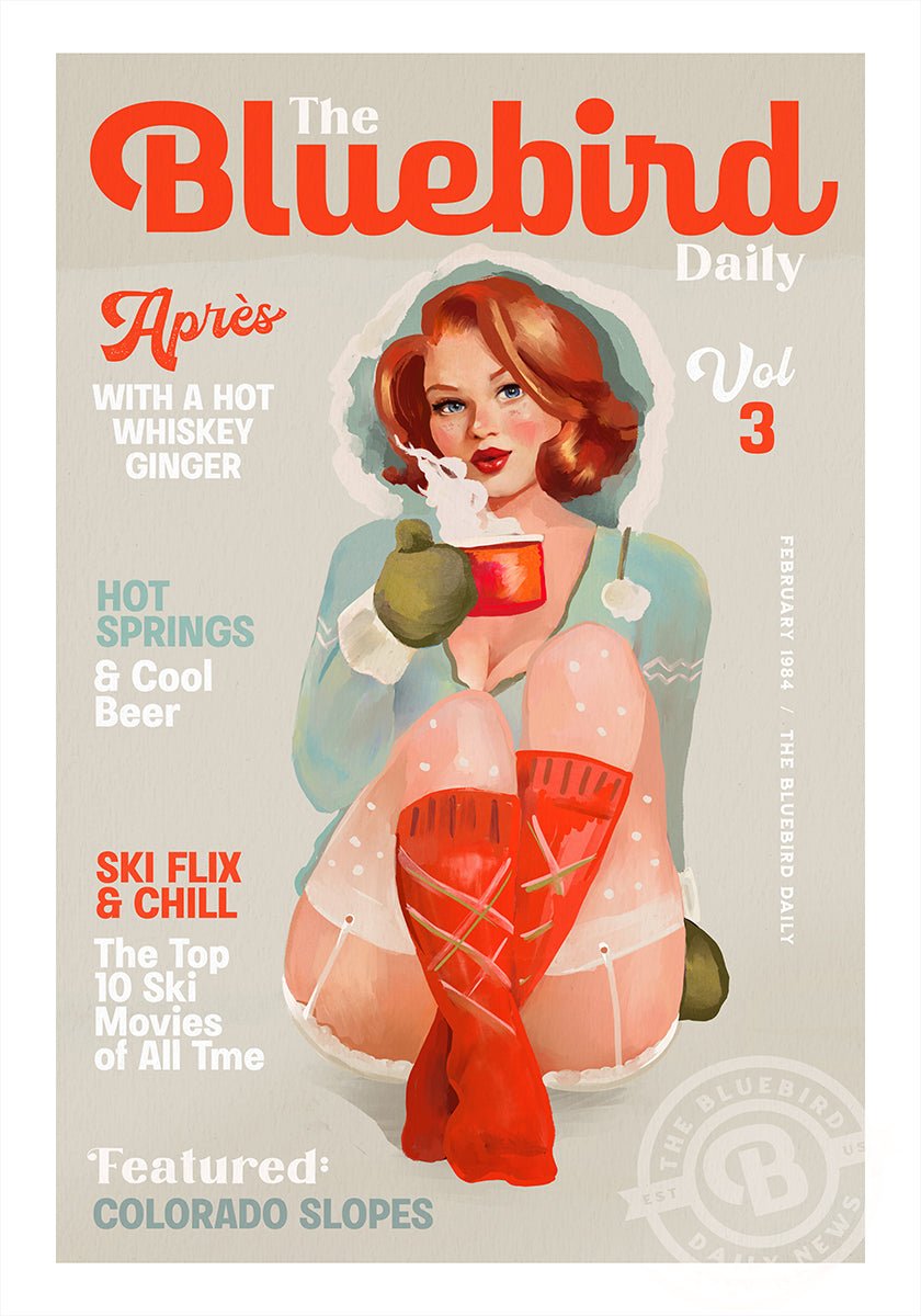 The Bluebird Daily Vintage Pin Up Ski Art Plakat - Posterbox