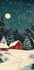 Red Houses and Snowy night sky Plakat - Posterbox
