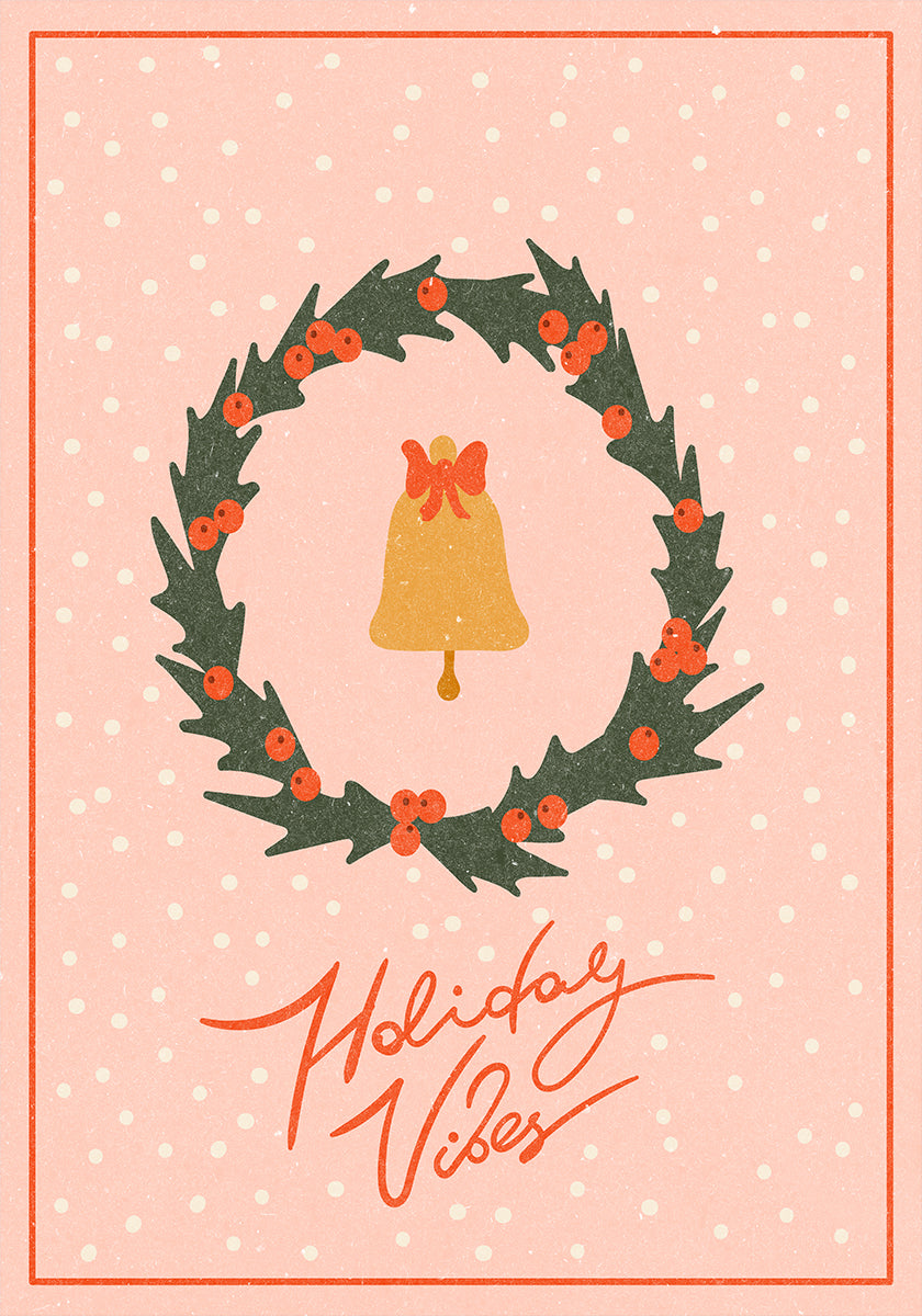 Christmas wreath with bell and bow Plakat - Posterbox