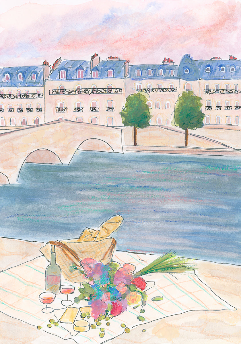 Paris Picnic At the Seine - Posterbox