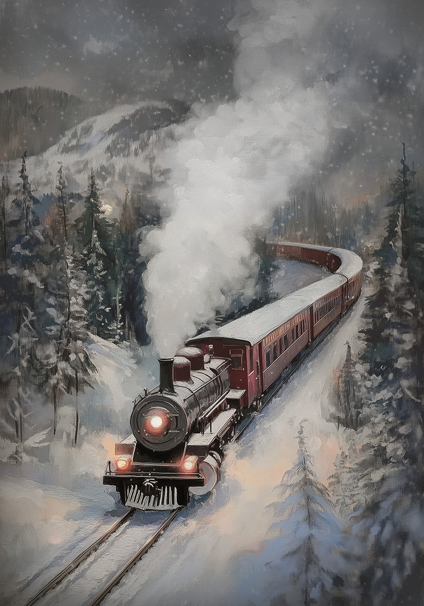 Snowfall Steam Train Plakat - Posterbox