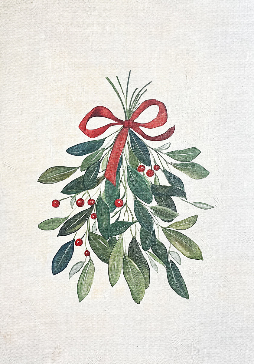 Festive Mistletoe with Red Bow Plakat - Posterbox