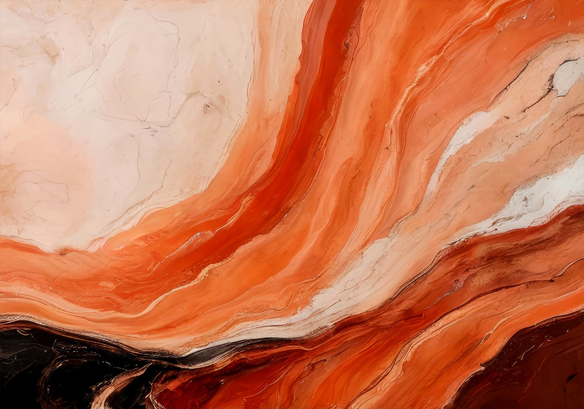 Orange And Beige Marbled Effect Plakat - Posterbox
