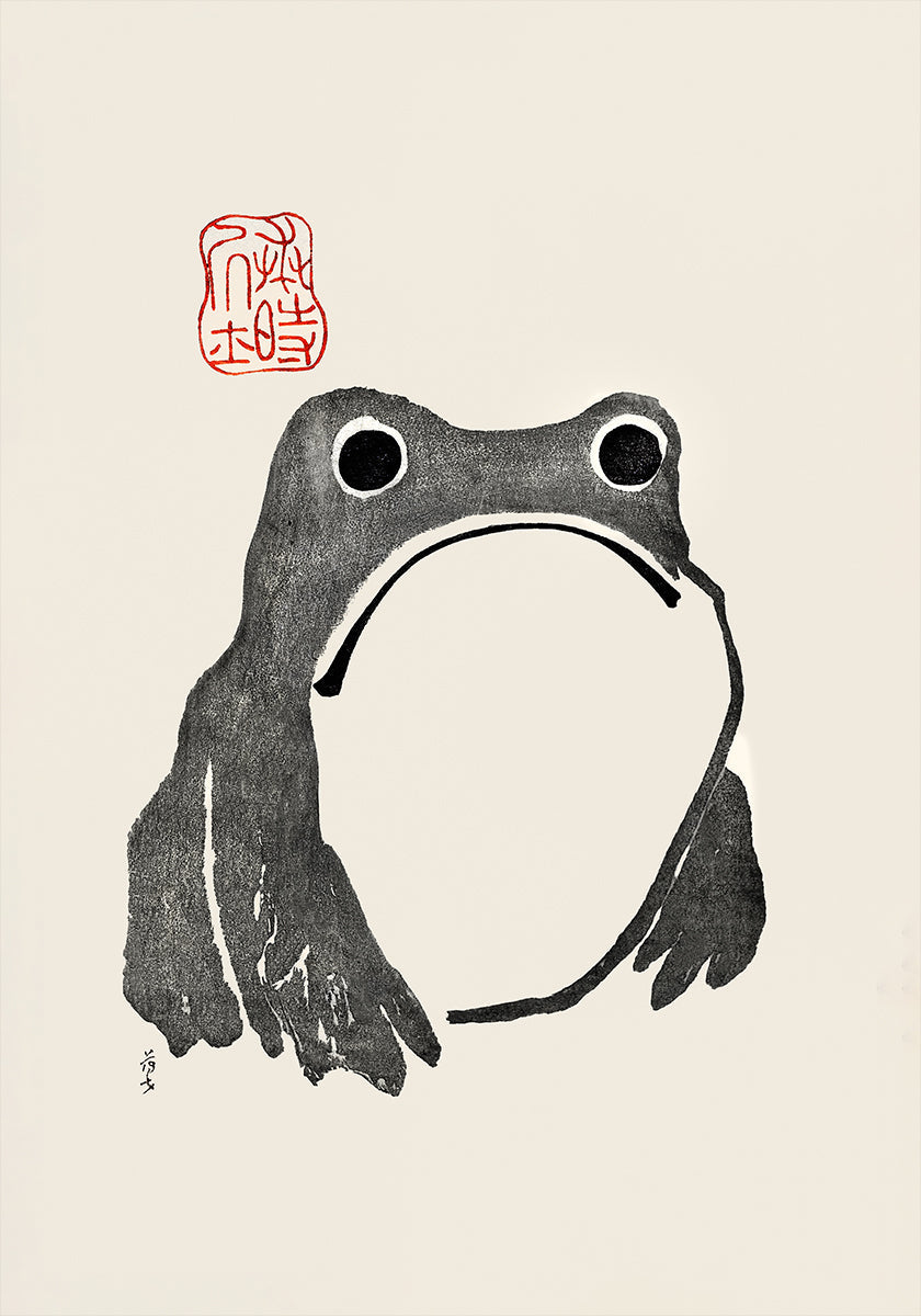 Grumpy Frog I Black Plakat - Posterbox