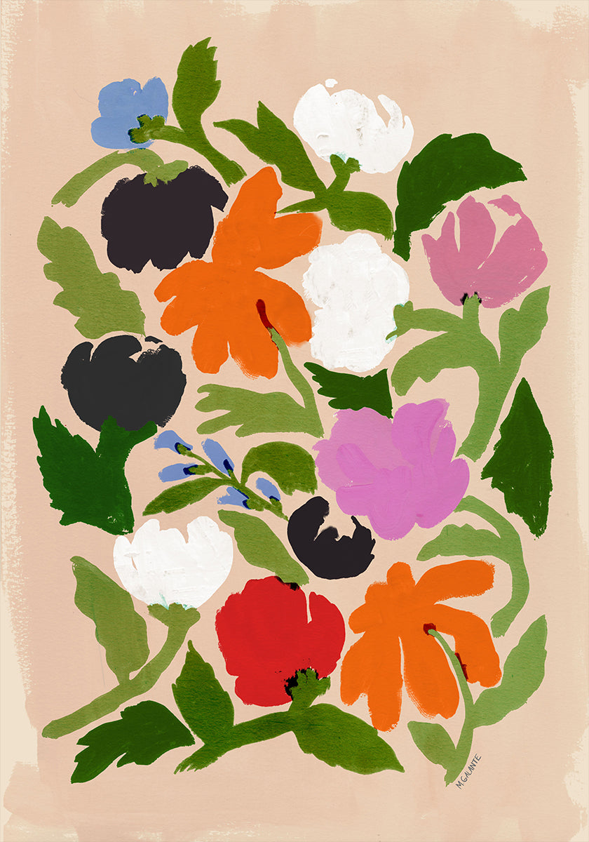 Vibrant Floral  Abstract Flowers Plakat - Posterbox