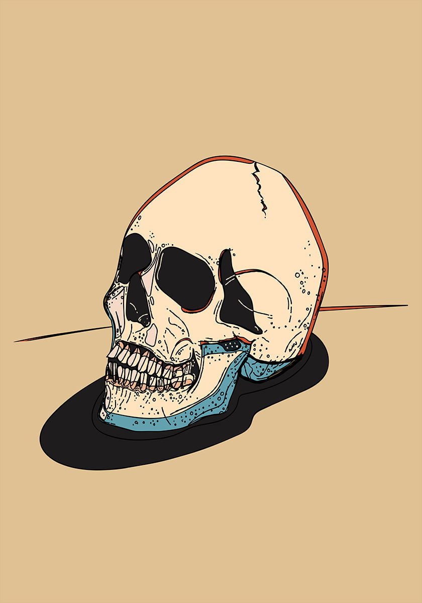 Skull Illustration On A Beige Background Plakat - Posterbox