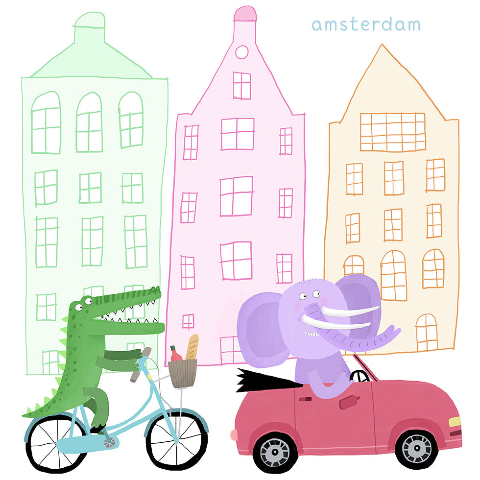 A Crocodile on a Bicycle and an Elephant in a Car Plakat - Posterbox
