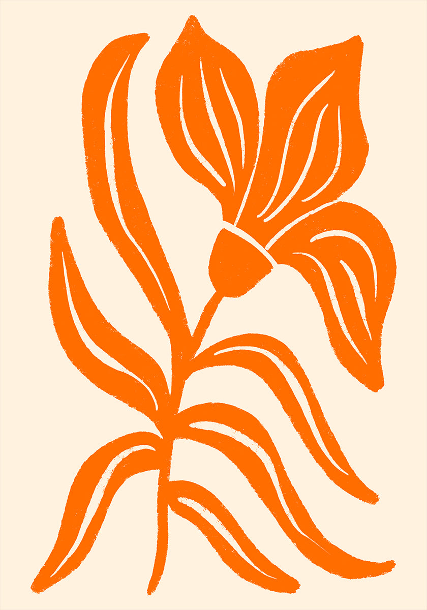 Abstract  Orange Stylized Tulip Plakat - Posterbox
