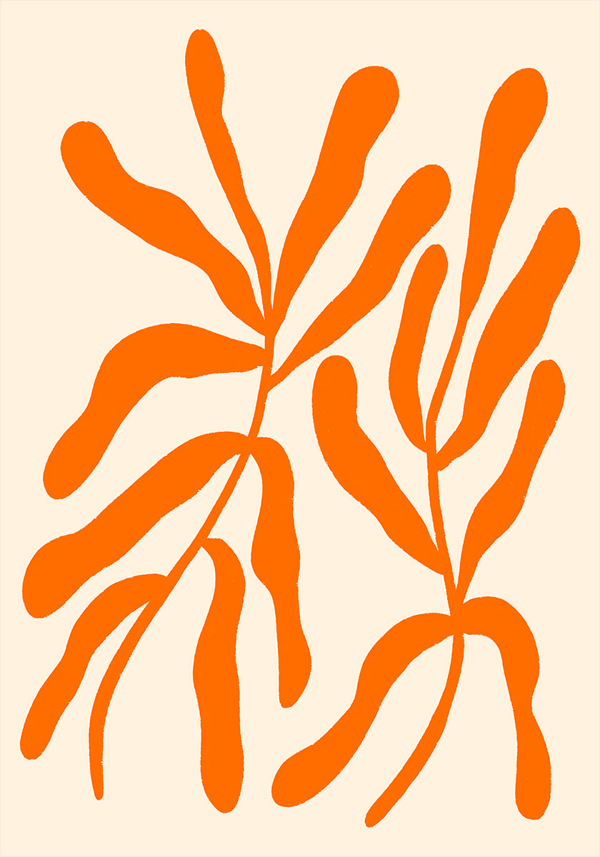 Orange Stylized Branches Plakat - Posterbox