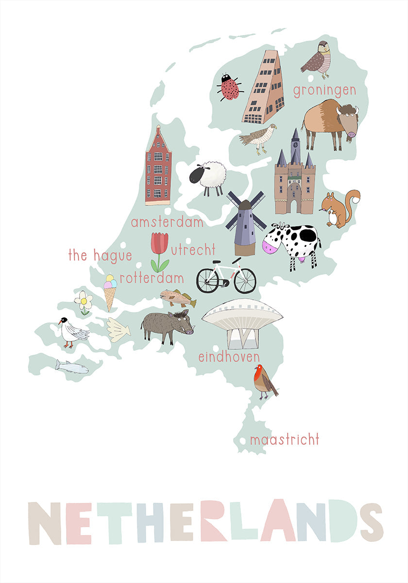 The Netherlands Illustration by Artist Carla Daly Plakat - Posterbox