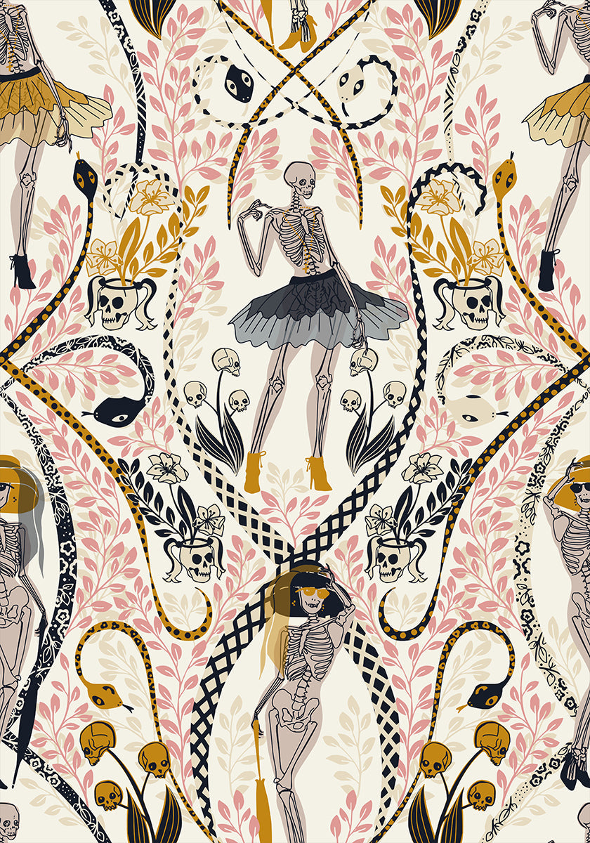 Gothic fashionista antique white pattern Plakat - Posterbox