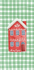 Cute Red Christmas House On Green Checks Plakat - Posterbox