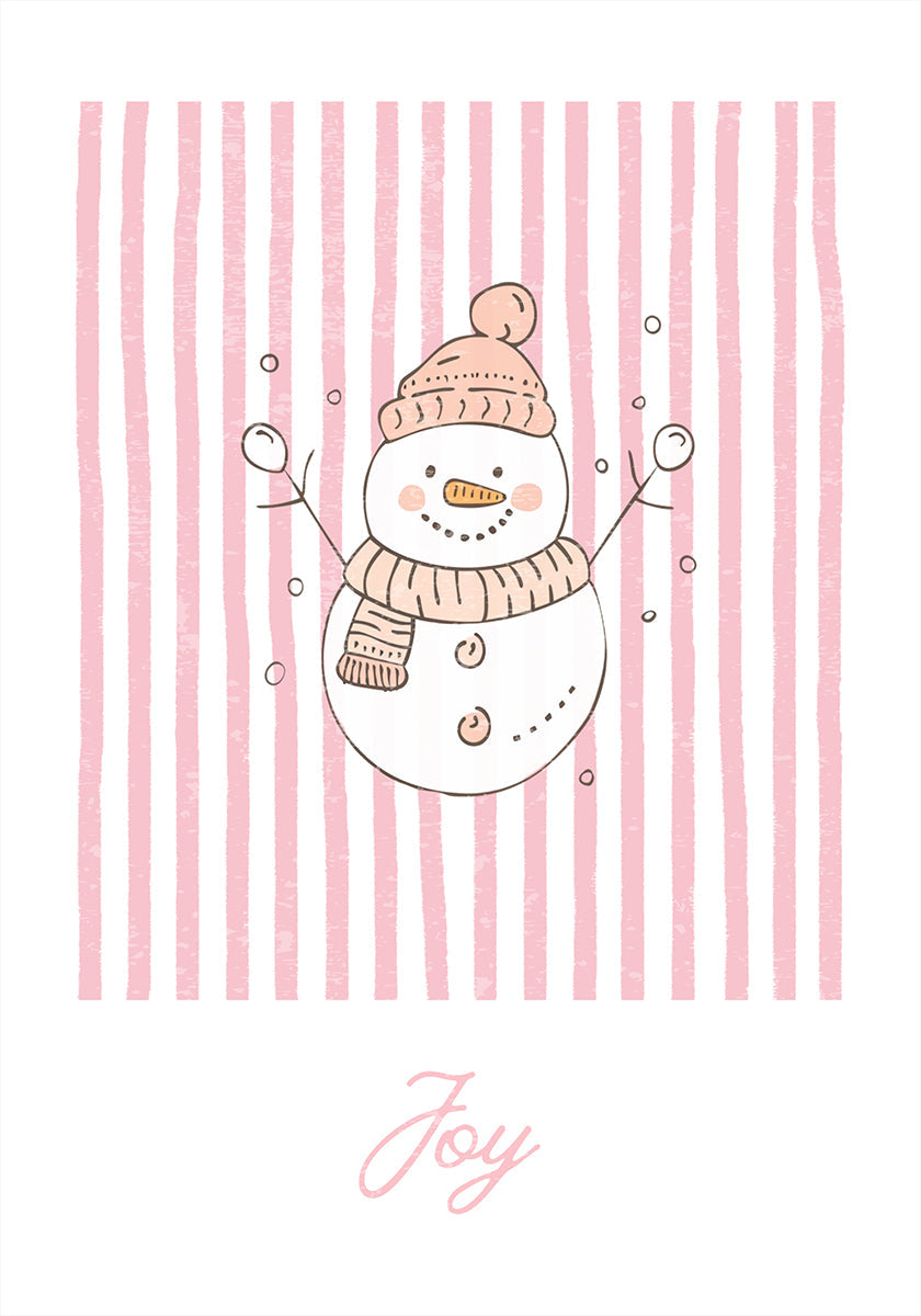 Snowman Joy - Pink Stripes Plakat - Posterbox