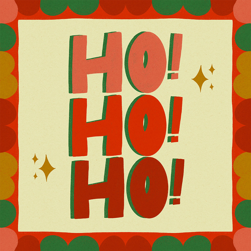 Ho Ho Ho Chirstmas Festive Illustration Poster - Posterbox