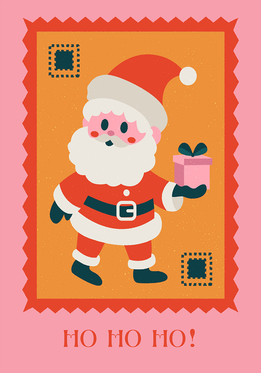 Ho ho ho - Santa Claus with gift Plakat - Posterbox