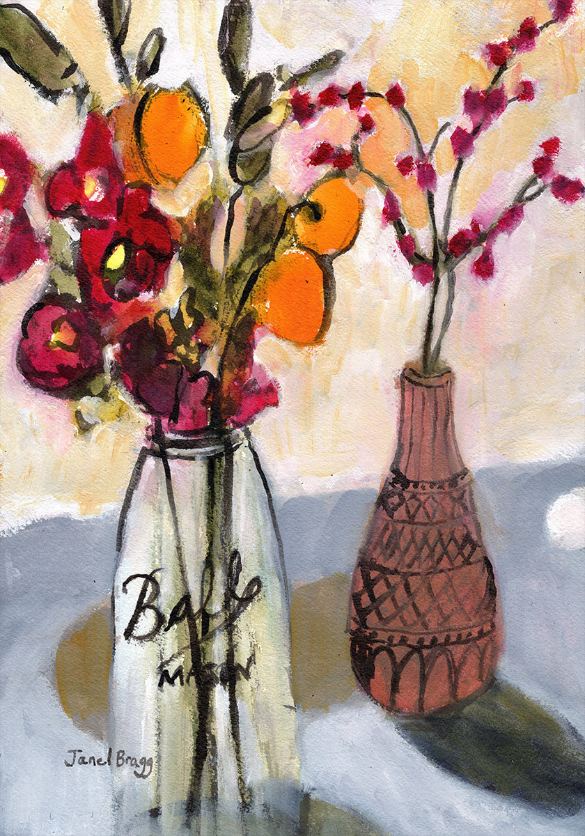 Still Life With Mason Jar and Flowers Plakat - Posterbox