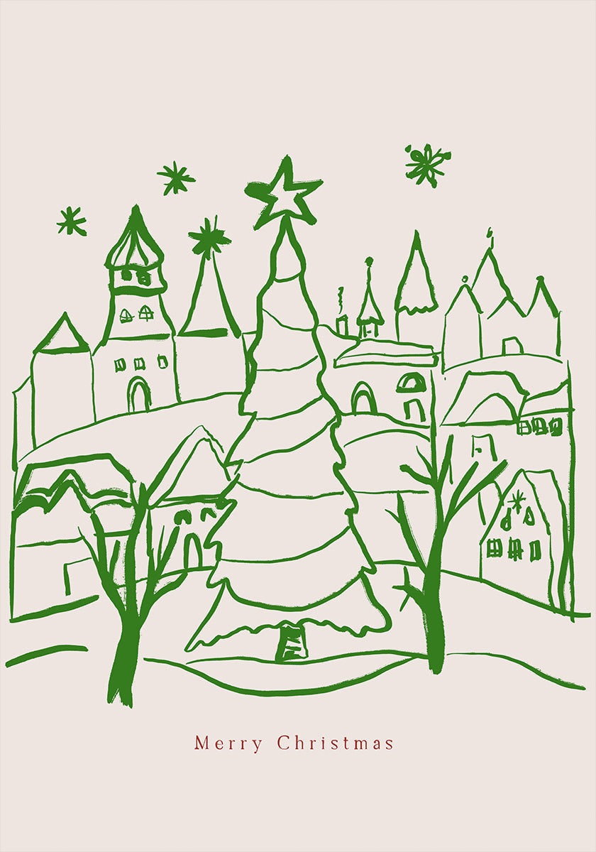 Merry christmas town Plakat - Posterbox