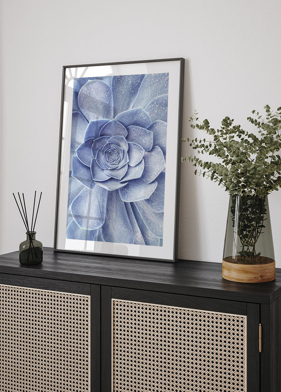 Blauer Blumenkaktus-Poster - Posterbox.no