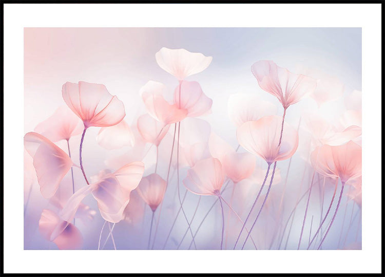 Rosa Pastellblumen Poster - Posterbox.no