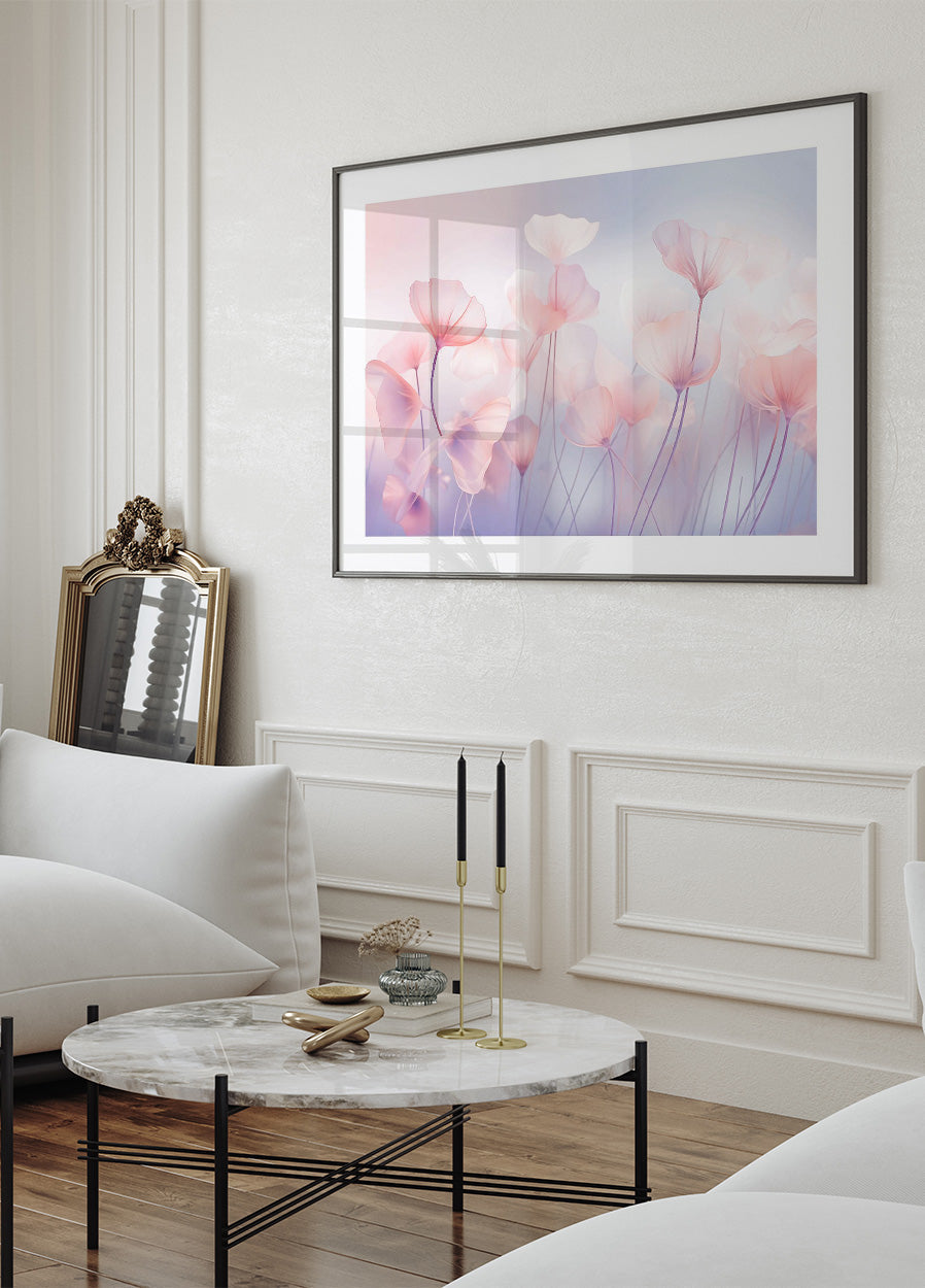 Rosa Pastellblumen Poster - Posterbox.no