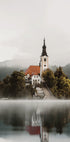Misty Church on an Island Poster - Posterbox.dk