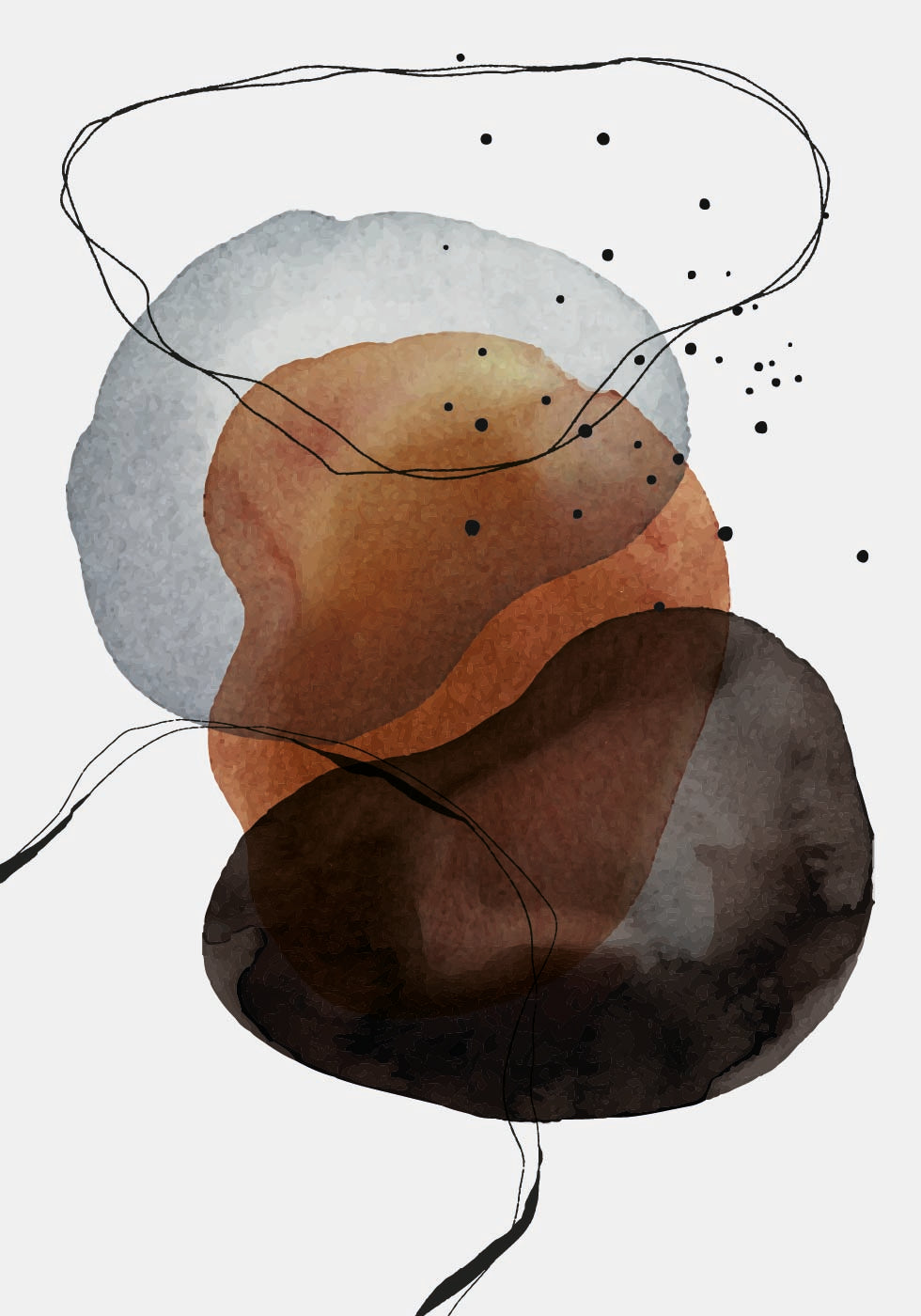 Poster mit abstrakten Aquarellformen - Posterbox.dk