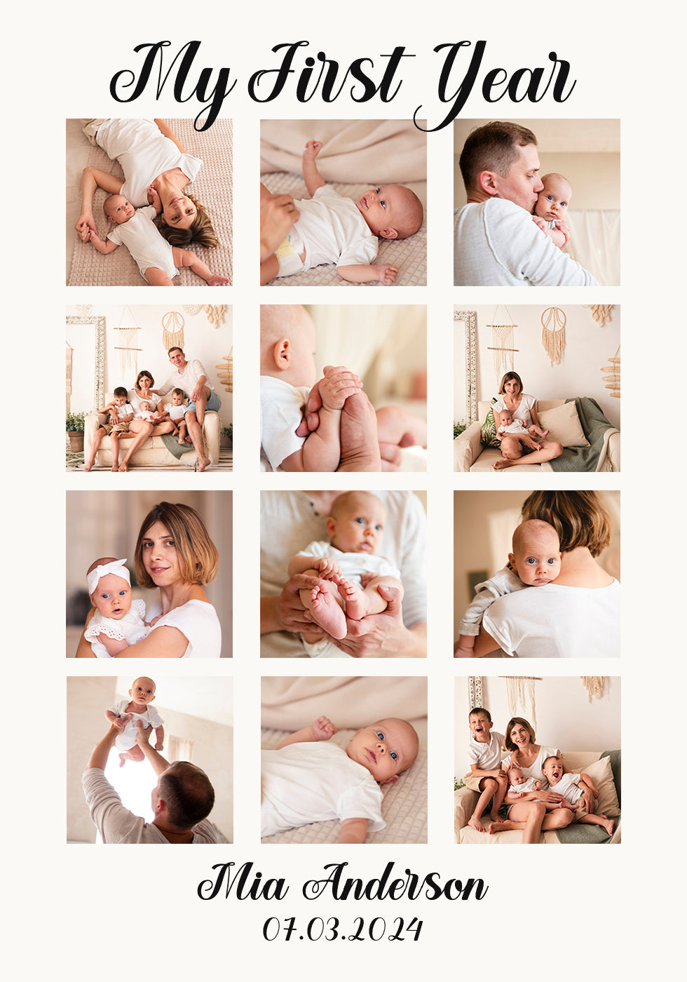 My First Year Personalized Baby Plakat - Posterbox