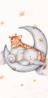 Poster „Baby Elefant und Giraffe schlafen auf der Wolke“ – Posterbox.dk