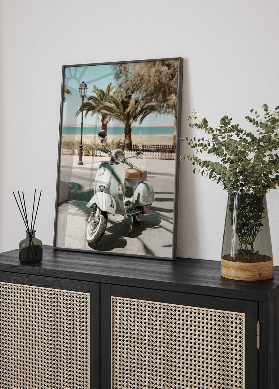 Blaues Vespa-Roller-Poster - Posterbox.dk
