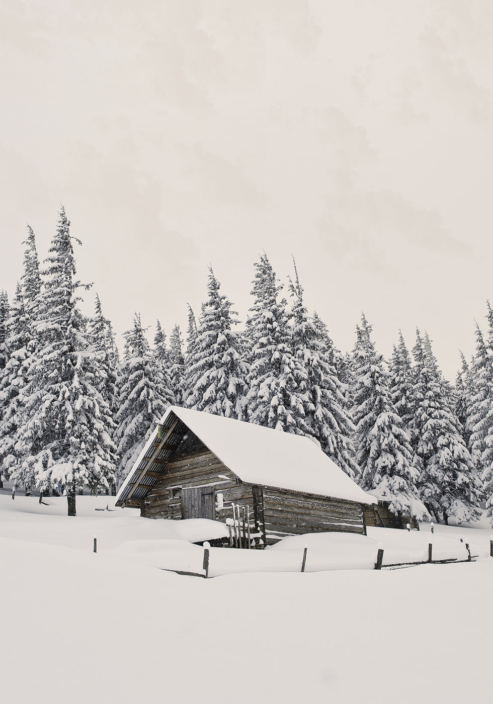 Poster „Hütte im Schnee“ - Posterbox.dk