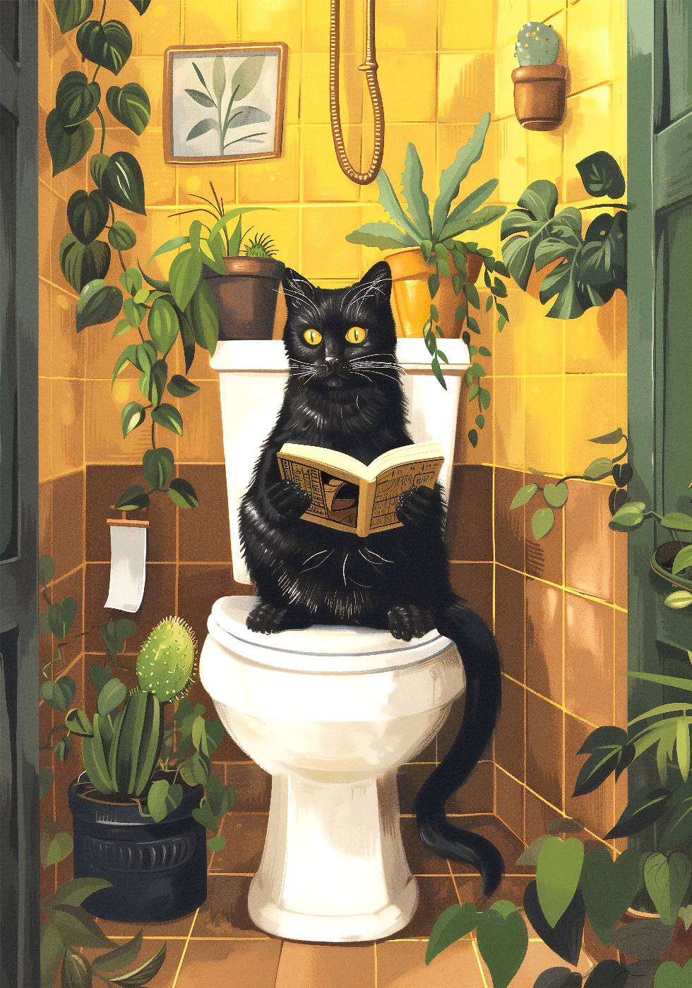 Katze auf Toilette Poster - Posterbox.dk